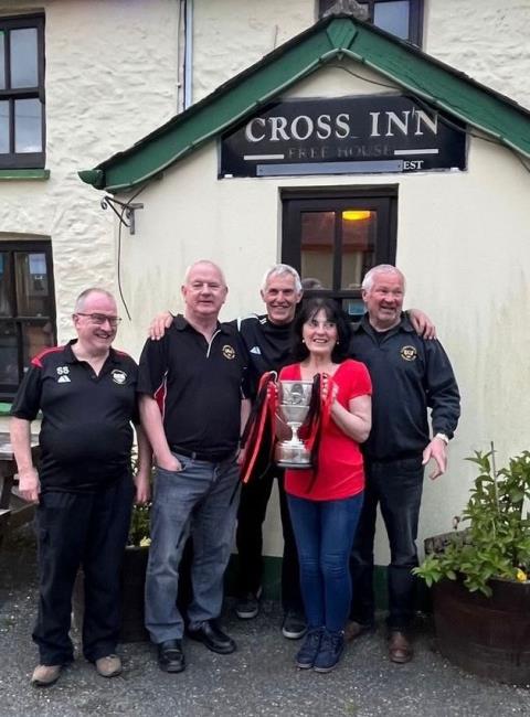 Clarby Road old timers with Senior Cup back at the Cross Inn